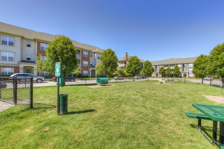 Fenced dog park at apartment community