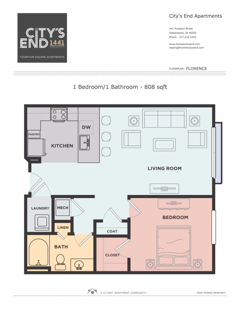 Florence 1 Bedroom Floor Plan City's End Fountain